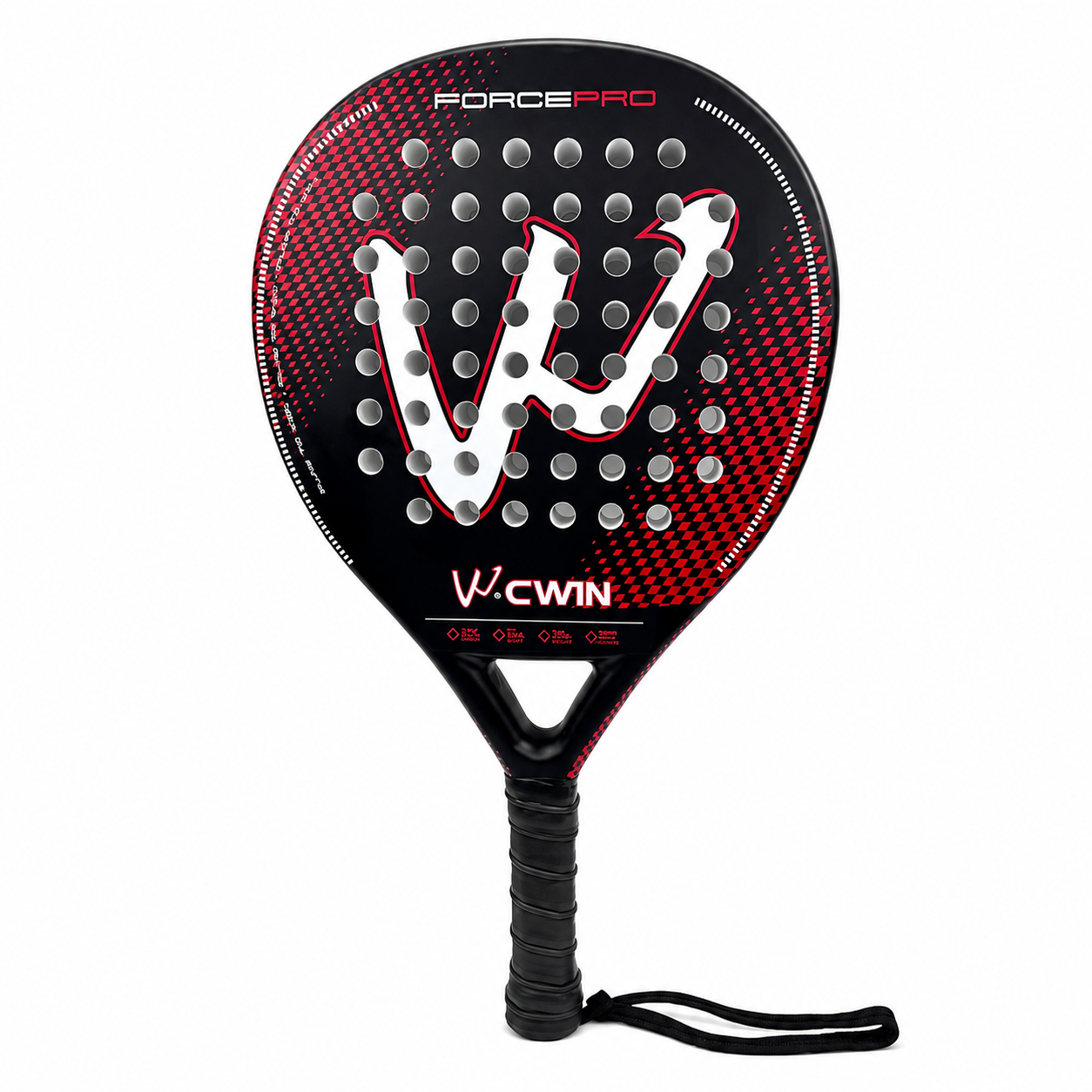 Raquette de padel G1 Carbone 3K — Noir et rouge