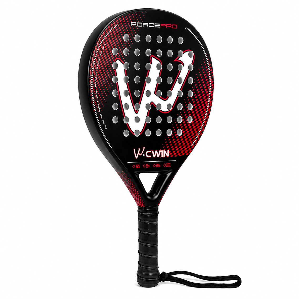 Raquette de padel G1 Carbone 3K — Noir et rouge