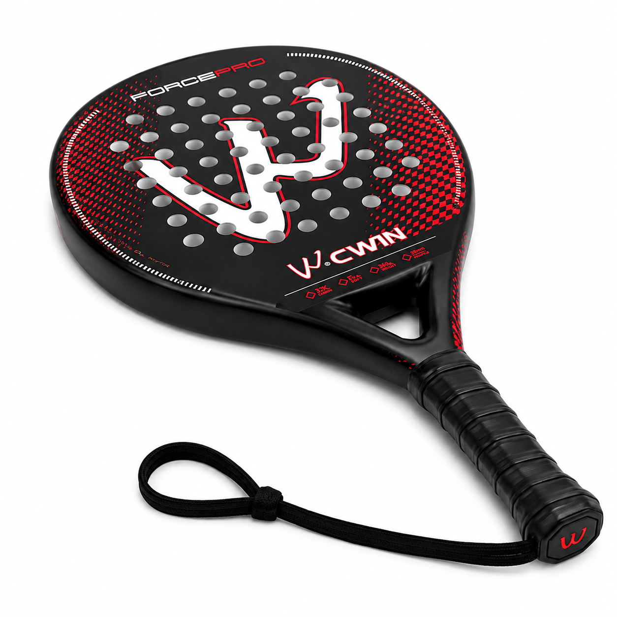 Raquette de padel G1 Carbone 3K — Noir et rouge