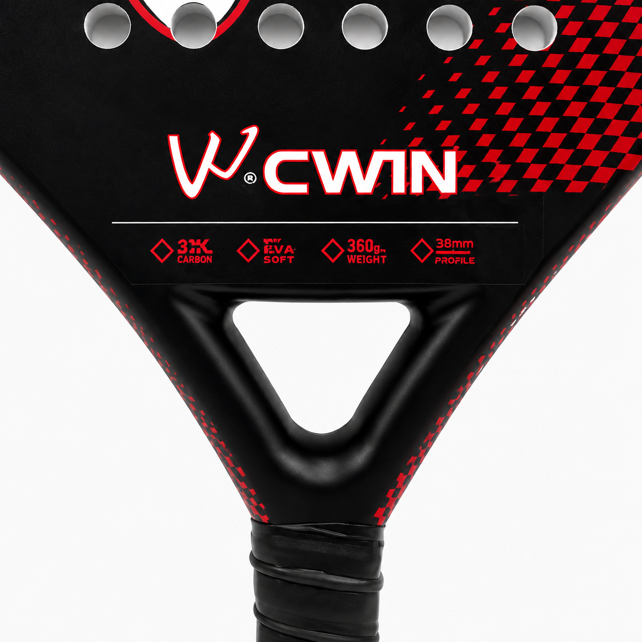 Raquette de padel G1 Carbone 3K — Noir et rouge