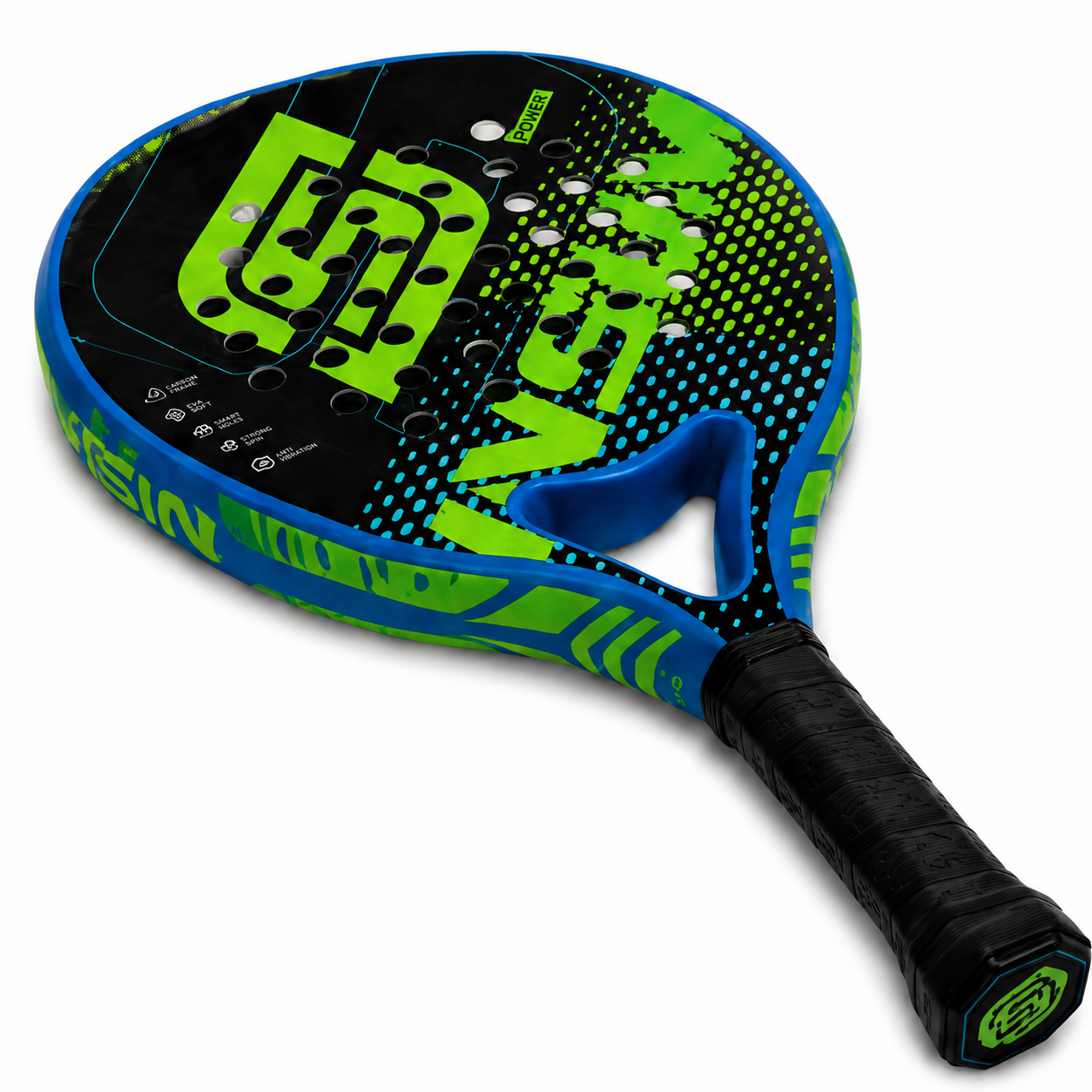 Raquette de padel D1 Carbone — Bleu et vert