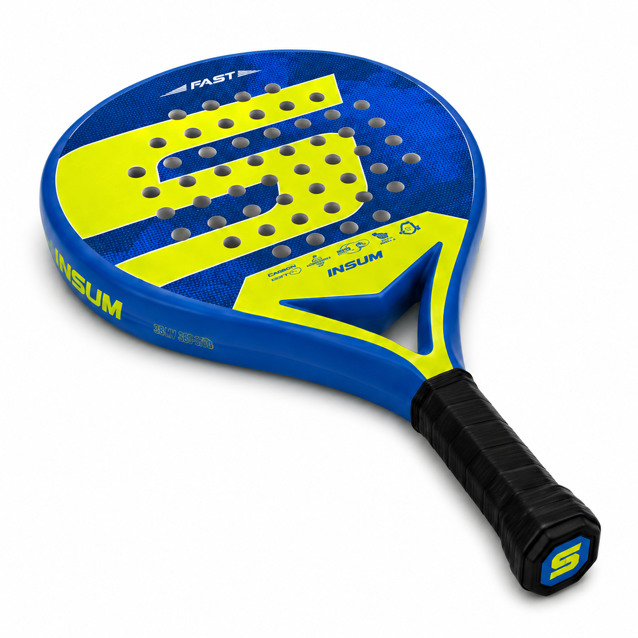 Raquette de padel R1 Carbone — Jaune et bleu